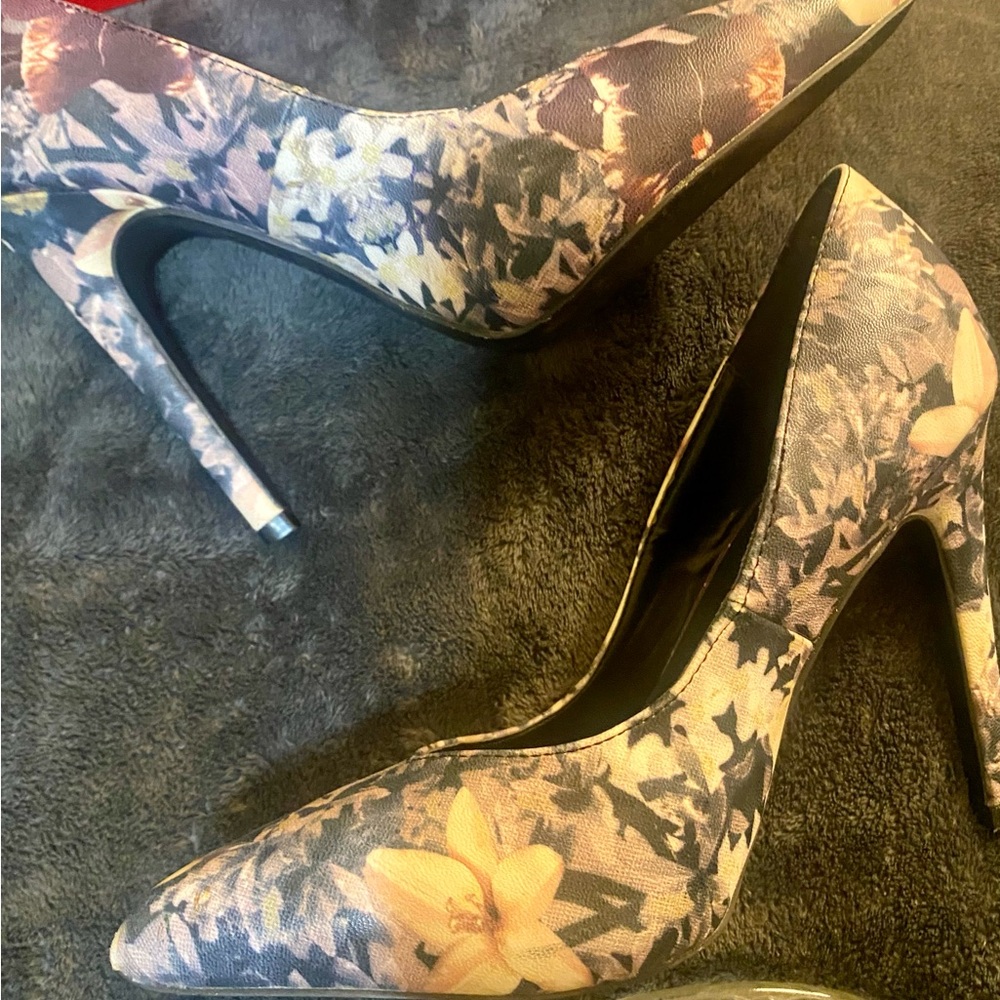 Floral Heels Pumps Casual Cocktail Work Office Spring Summer Y2K Summer - Size 8